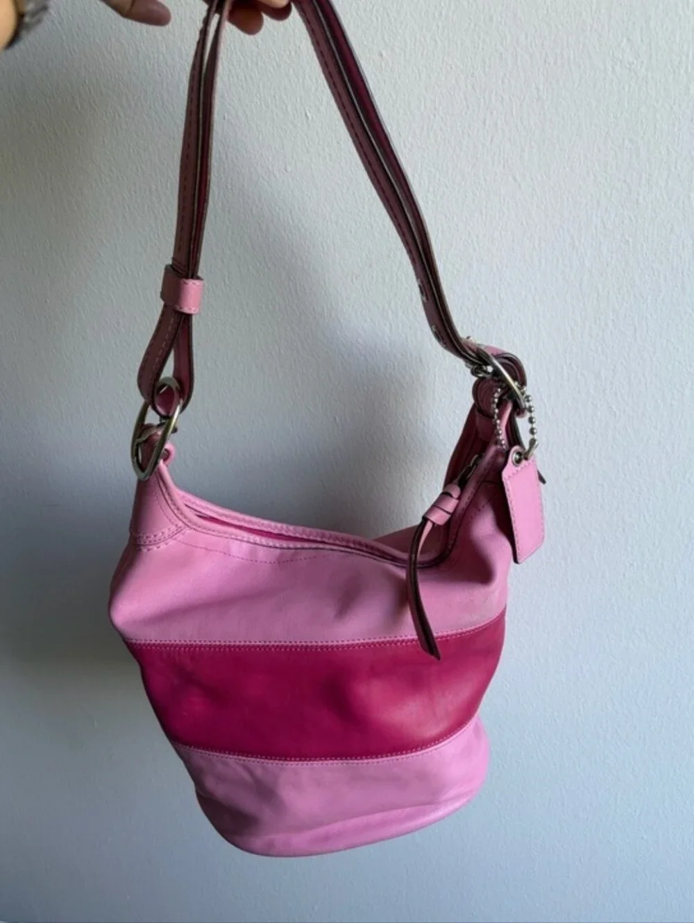 Coach Rugby Stripes Bleecker Bucket Shoulder Bag - Picture 11 of 12